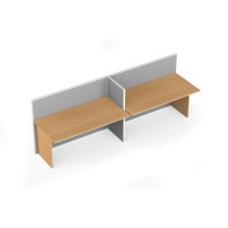 Rovný kancelársky stôl PRIMO s paravánom, 2 miesta, nástenka, breza