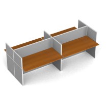 Rovný kancelársky stôl PRIMO s paravánom, 4 miesta, nástenka, čerešňa