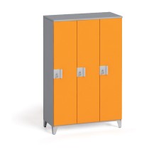 Šatní skříň trojdílná 1400 x 900 x 400 mm, šedá/oranžová