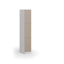 Šatní skříňka s úložnými boxy, 3 boxy, 1850 x 300 x 500 mm, cylindrický zámek, béžové dveře