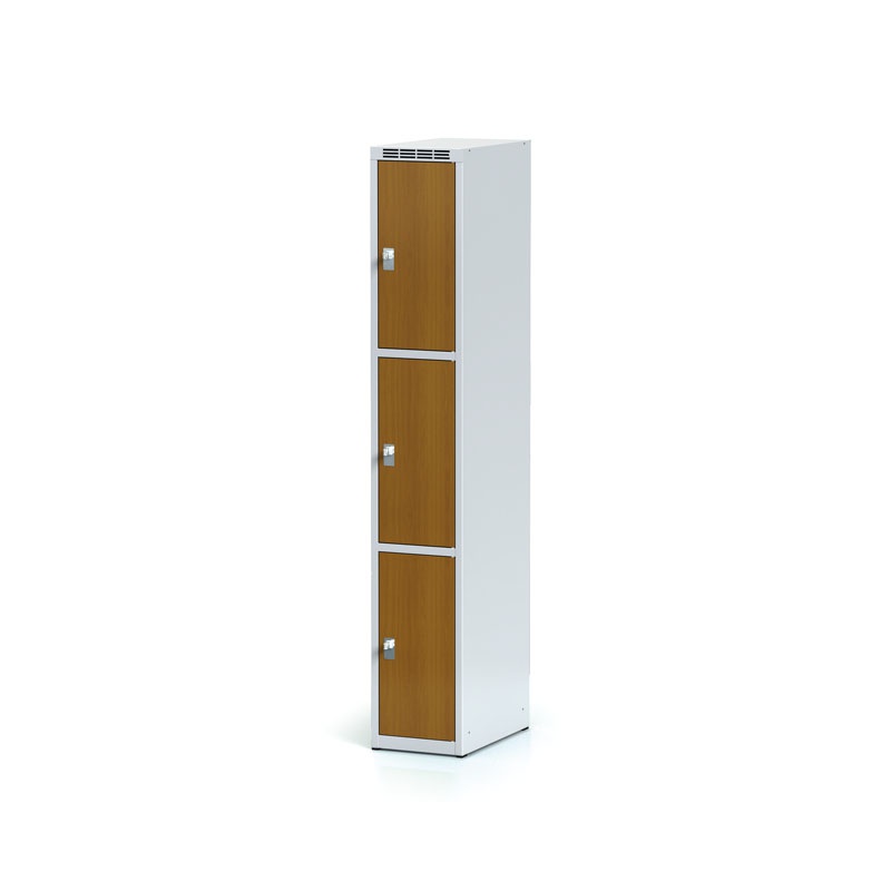 Šatní skříňka, 3 boxy 300 mm, laminované dveře, cylindrický zámek