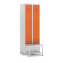 Šatníková skrinka s lavičkou a policou, oranžové dvere, cylindrický zámok
