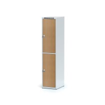 Šatníková skrinka s úložnými boxami, 2 boxy 400 mm, laminované dvere buk, otočný zámok