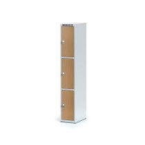 Šatníková skrinka s úložnými boxami, 3 boxy 300 mm, laminované dvere buk, cylindrický zámok