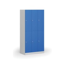 Šatníková skrinka s úložnými boxmi, 6 boxov, 1850 x 900 x 500 mm, cylindrický zámok, modré dvere