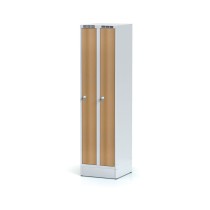 Šatníková skrinka zúžená na sokli, 2-dverová, laminované dvere buk, cylindrický zámok
