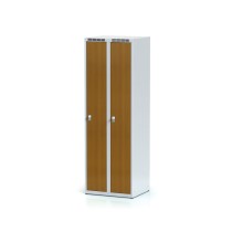 Šatňová skrinka, 2-dverová, laminované dvere čerešňa, cylindrický zámok