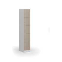 Schließfach mit Aufbewahrungsboxen, 5 Boxen, 1850 x 300 x 500 mm, Zylinderschloss, beige Tür