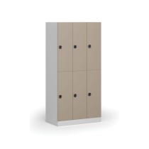 Schließfach mit Aufbewahrungsboxen, 6 Boxen, 1850 x 900 x 500 mm, Codeschloss, beige Tür