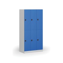 Schließfach mit Aufbewahrungsboxen, 6 Boxen, 1850 x 900 x 500 mm, Codeschloss, blaue Tür
