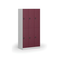 Schließfach mit Aufbewahrungsboxen, 6 Boxen, 1850 x 900 x 500 mm, Codeschloss, rote Tür