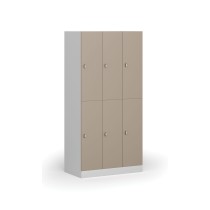 Schließfach mit Aufbewahrungsboxen, 6 Boxen, 1850 x 900 x 500 mm, Drehverschluss, beige Tür