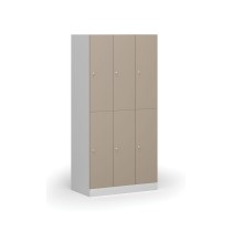 Schließfach mit Aufbewahrungsboxen, 6 Boxen, 1850 x 900 x 500 mm, Zylinderschloss, beige Tür