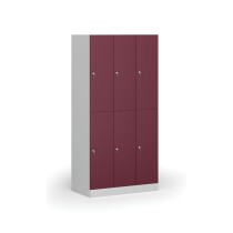 Schließfach mit Aufbewahrungsboxen, 6 Boxen, 1850 x 900 x 500 mm, Zylinderschloss, rote Tür
