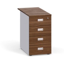 Schreibtischcontainer, Beistellcontainer PRIMO, 4 Schubladen, grau / Nussbaum