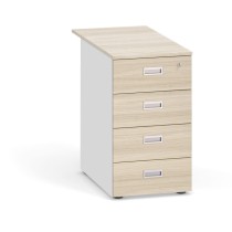 Schreibtischcontainer, Beistellcontainer PRIMO, 4 Schubladen, weiß/Eiche natur