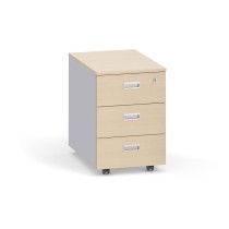 Schreibtischcontainer, Rollcontainer PRIMO, 3 Schubladen, grau / Birke