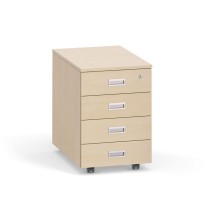 Schreibtischcontainer, Rollcontainer PRIMO, 4 Schubladen, Birke