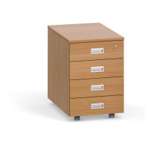 Schreibtischcontainer, Rollcontainer PRIMO, 4 Schubladen, Buche