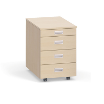 Schreibtischcontainer, Rollcontainer PRIMO, ohne Schloss, 4 Schubladen, Utensilienauszug