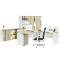 Sestava kancelářského nábytku MIRELLI A+, typ B, bílá/dub sonoma