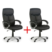 Skórzany fotel biurowy FOSTER 1+1 GRATIS, czarny