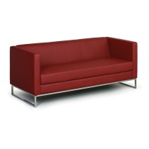 Sofa ekoskóra CUBE, trzyosobowa, czerwona