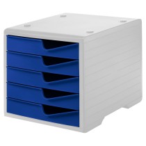 Sortierbox, 5 Schubladen, grau/blau
