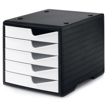 Sortierbox, 5 Schubladen, schwarz/weiß