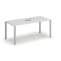 Stôl INFINITY 1800 x 900 x 750, biela + stolná zásuvka TYP II, strieborná