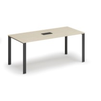 Stôl INFINITY 1800 x 900 x 750, breza + stolová zásuvka TYP II, čierna