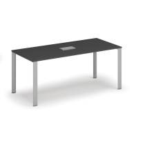 Stôl INFINITY 1800 x 900 x 750, grafit + stolová zásuvka TYP III, strieborná