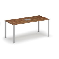 Stôl INFINITY 1800 x 900 x 750, orech + stolná zásuvka TYP II, strieborná