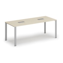Stôl INFINITY 2000 x 900 x 750 + 2x stolná zásuvka TYP II, strieborná