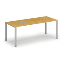 Stôl INFINITY 2000 x 900 x 750, buk + 2x stolná zásuvka TYP I, strieborná