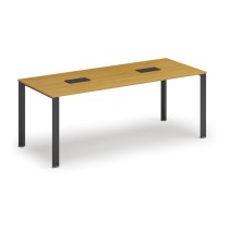 Stôl INFINITY 2000 x 900 x 750, buk + 2x stolná zásuvka TYP V, čierna