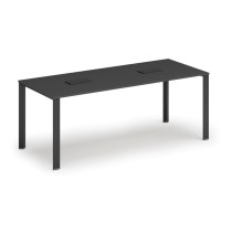 Stół INFINITY 2000 x 900 x 750, grafit + 2x port blatowy TYP V, czarny