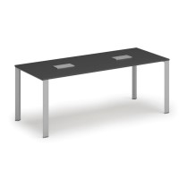 Stôl INFINITY 2000 x 900 x 750, grafit + 2x stolná zásuvka TYP IV, strieborná