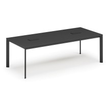Stôl INVITATION 2400 x 1200 x 740, grafit + 2x stolná zásuvka TYP I, čierna