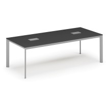 Stôl INVITATION 2400 x 1200 x 740, grafit + 2x stolná zásuvka TYP V, strieborná