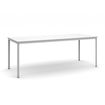 Stôl jedálenský, 2000 x 800 mm, doska biela, podnož sv. sivá