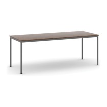 Stôl jedálenský, 2000 x 800 mm doska orech, podnož tm. sivá