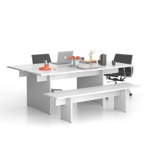Stôl jednací SOLID + 1x zakončovací stôl, 2100 x 1250 x 743 mm, biela