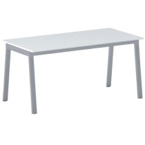 Stół PRIMO BASIC z szarosrebrnym stelażem, 1600 x 800 x 750 mm, biały