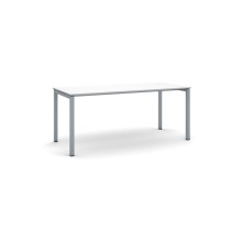 Stôl PRIMO SQUARE so sivostriebornou podnožou 1800 x 800 x 750 mm, biela