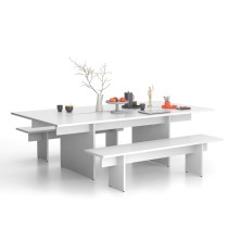 Stôl rokovací SOLID + 2x zakončovací stôl, 2400 x 1250 x 743 mm, biela