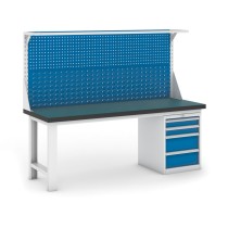 Stół warsztatowy GB z panelem i kontenerem szufladowym, 2100 mm