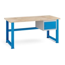 Stół warsztatowy KOVONA, szafka wisząca na narzędzia, blat z drewna bukowego, stałe nogi, 1700 mm