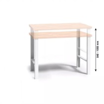 Stół warsztatowy WL, metalowe nogi z regulacją wysokości, 1500 mm