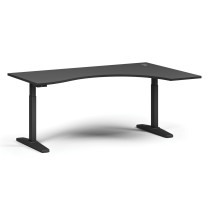 Stół z regulacją wysokości, elektryczny, 675-1325 mm, ergonomiczny prawy, blat 1800x1200 mm, podstawa czarna, grafit